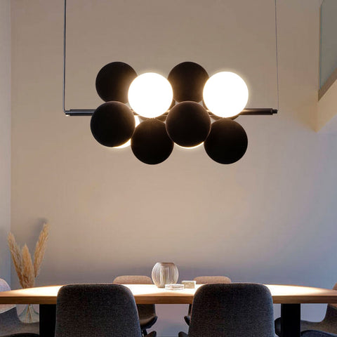 Elegant Modern Chandelier with Flannel Ball and Opal Glass Light