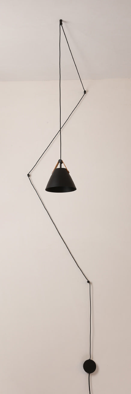 Leather Pendant Lamp "Sam" with Socket