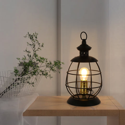 Retro Industrial Metal Lantern Table Lamp