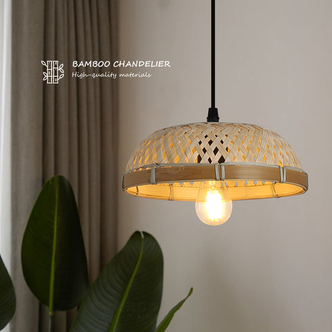 Handmade Rattan Pendant Light Fixture Wicker Hanging Lamp