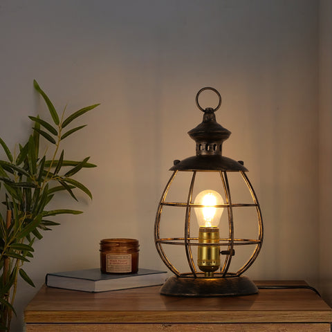 Retro Industrial Metal Lantern Table Lamp