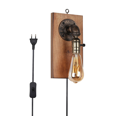 Modern Vintage Steampunk Plug in Cord LED Wall Lamp