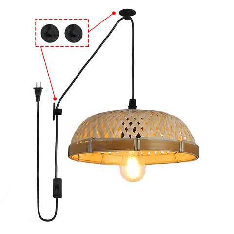Handmade Rattan Pendant Light Fixture Wicker Hanging Lamp