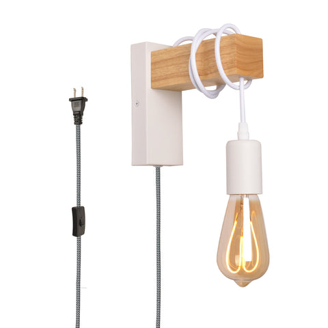 Modern Plug in Cord Wood Wall Lamp Rustic Lift Pipe - Rustic Pendant Light