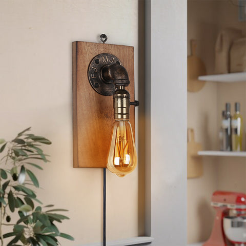 Modern Vintage Steampunk Plug in Cord LED Wall Lamp