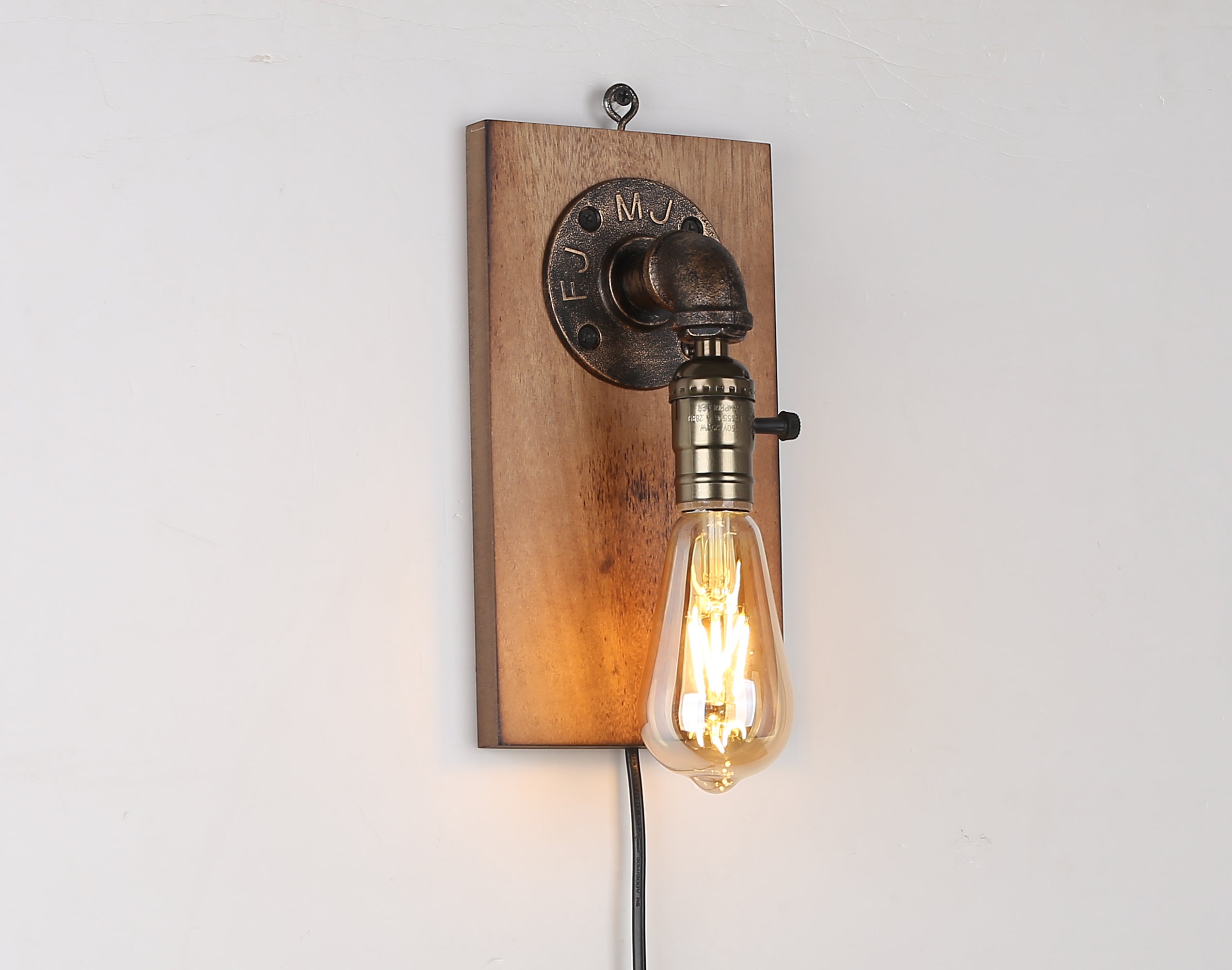 Modern Vintage Steampunk Plug in Cord LED Wall Lamp