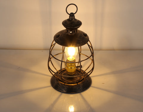 Lantern Table Lamp for Living Room - Industrial Reading Bedside Desk Lamp