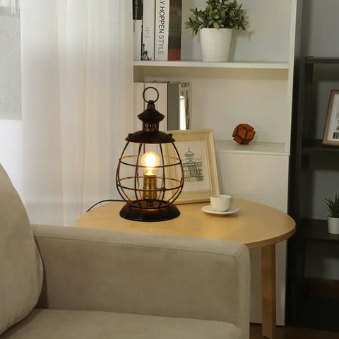 Retro Industrial Metal Lantern Table Lamp