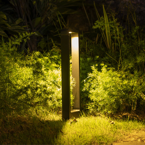 Modern LED Black Outdoor Pathway Lighting Standing Porch Lamp - IP65 Warm White