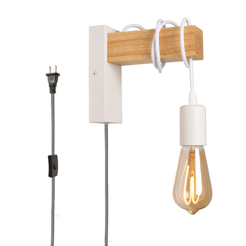 Modern Plug in Cord Wood Wall Lamp Rustic Lift Pipe - Rustic Pendant Light