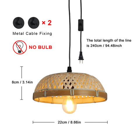 Handmade Rattan Pendant Light Fixture Wicker Hanging Lamp