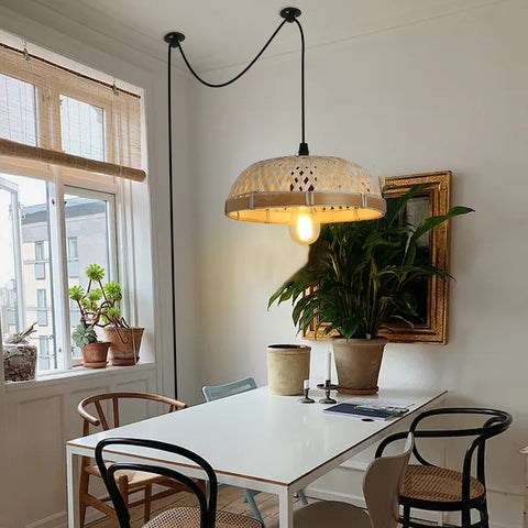 Handmade Rattan Pendant Light Fixture Wicker Hanging Lamp
