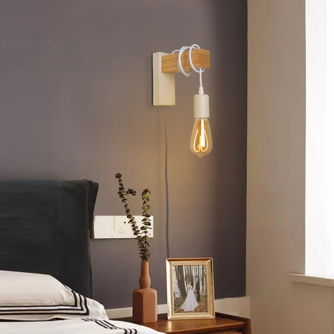 Modern Plug in Cord Wood Wall Lamp Rustic Lift Pipe - Rustic Pendant Light