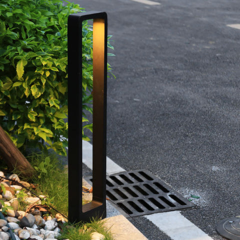 Modern LED Black Outdoor Pathway Lighting Standing Porch Lamp - IP65 Warm White