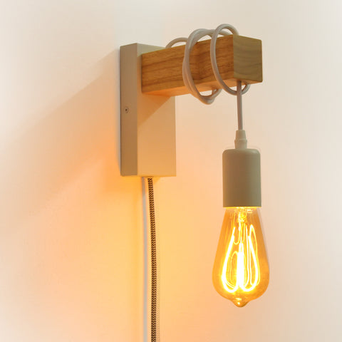 Modern Plug in Cord Wood Wall Lamp Rustic Lift Pipe - Rustic Pendant Light