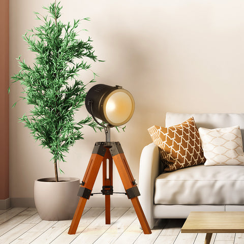 Vintage Adjustable Wood Tripod Table Lamp