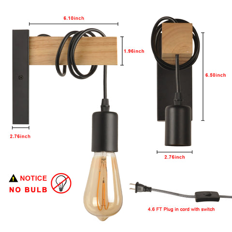 Modern Plug in Cord Wood Wall Lamp Rustic Lift Pipe - Rustic Pendant Light