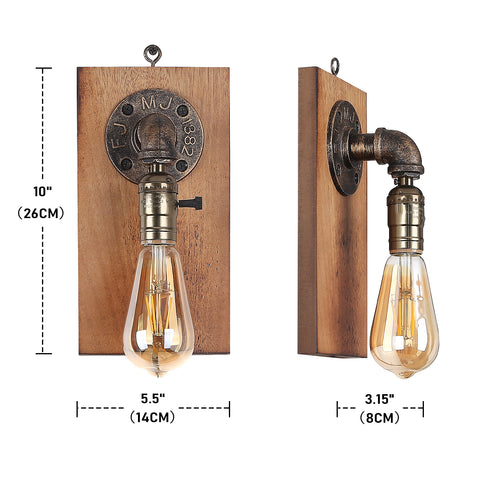 Modern Vintage Steampunk Plug in Cord LED Wall Lamp