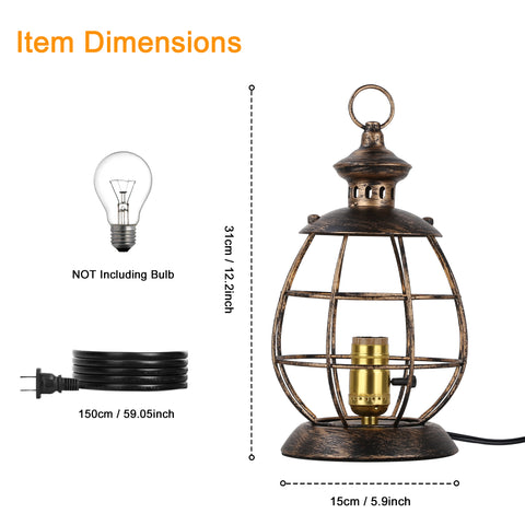 Retro Industrial Metal Lantern Table Lamp