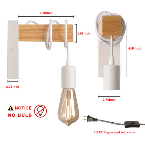 Modern Plug in Cord Wood Wall Lamp Rustic Lift Pipe - Rustic Pendant Light