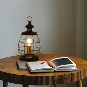 Retro Industrial Metal Lantern Table Lamp