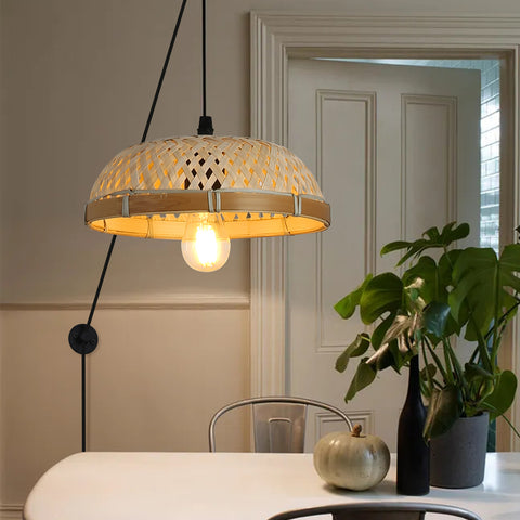 Handmade Rattan Pendant Light Fixture Wicker Hanging Lamp