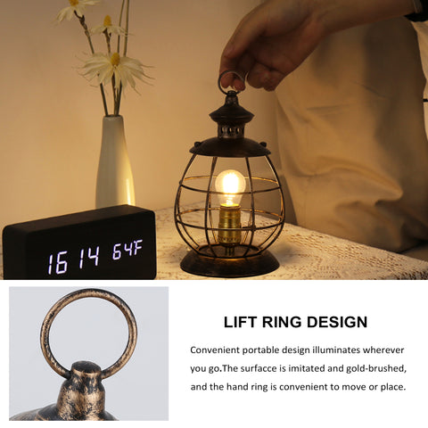 Lantern Table Lamp for Living Room - Industrial Reading Bedside Desk Lamp