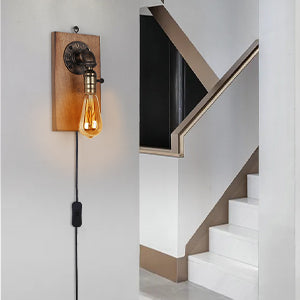 Modern Vintage Steampunk Plug in Cord LED Wall Lamp