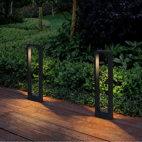 Modern LED Black Outdoor Pathway Lighting Standing Porch Lamp - IP65 Warm White