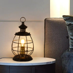 Retro Industrial Metal Lantern Table Lamp