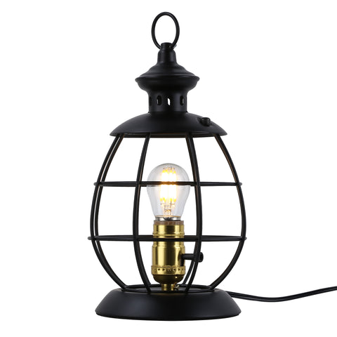 Lantern Table Lamp for Living Room - Industrial Reading Bedside Desk Lamp