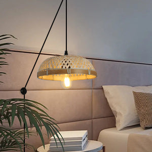 Handmade Rattan Pendant Light Fixture Wicker Hanging Lamp
