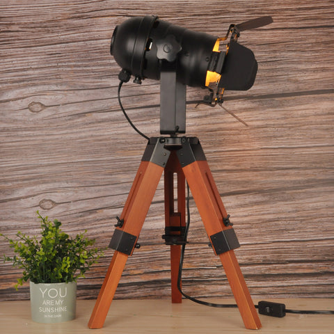 Industrial Vintage Tripod Floor Table Lamp - Nautical Cinema Style