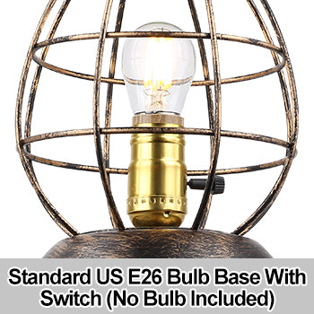 Lantern Table Lamp for Living Room - Industrial Reading Bedside Desk Lamp