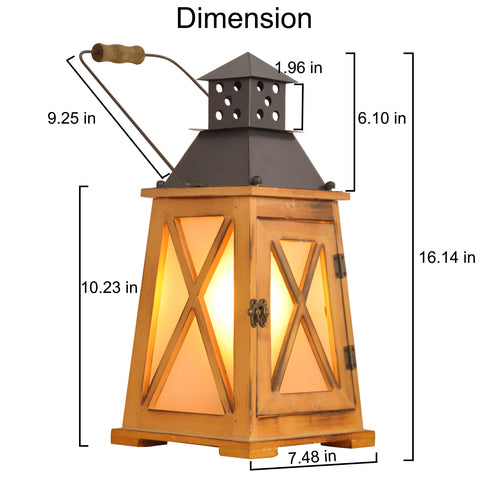 Vintage Wood Lantern Table Lamp for Living Room - Hurricane Nightstand Light