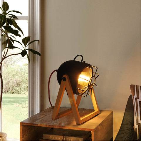 Vintage Minimalist Designer Edison Wood Desk Light